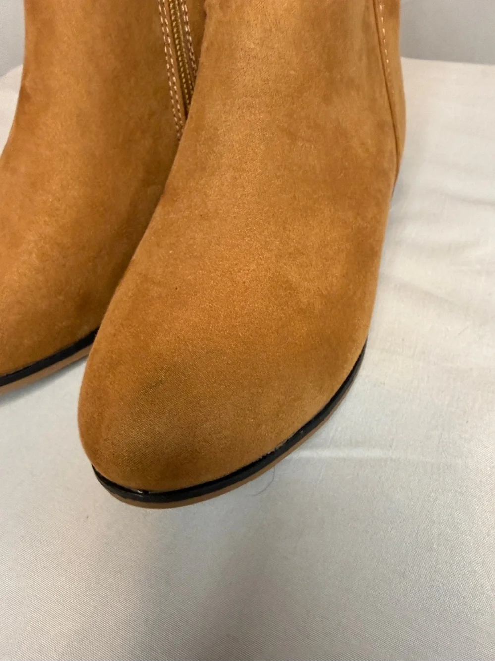 Cat & Jack kids light brown cognac Penelope ankle boots zippers new faux suede
